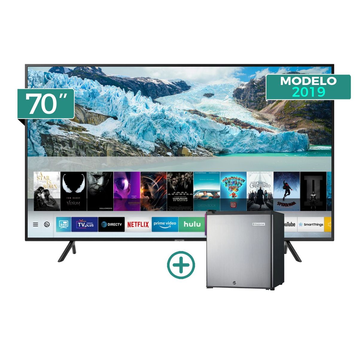 SAMSUNG - Televisor LED Smart TV 4K UHD 70" 70RU7100 + Mini Friobar ERD50G2HPI