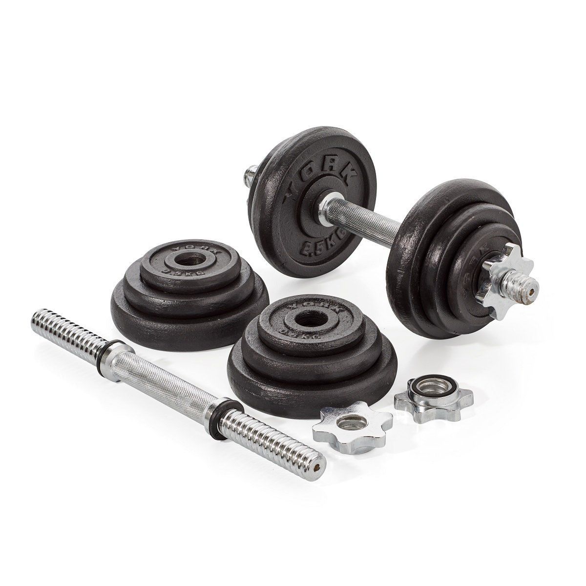 SPORT FITNESS - Set pesas 30kg Nacionales + mancuernas cromadas