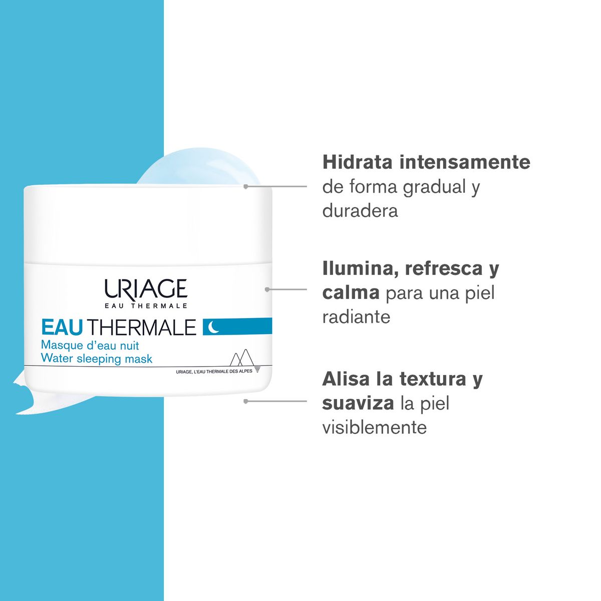 URIAGE - Uriage EAU Thermale Mascarilla de Agua de Noche 50ml - Hidratación intensa para todo tipo de piel