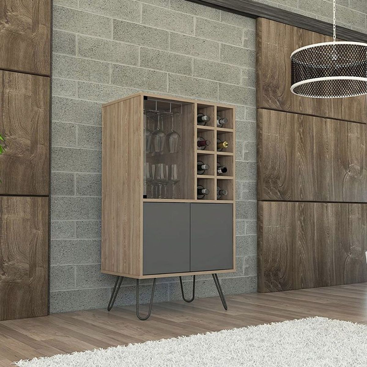 TUHOME - Bar Vassel 3 Puertas (porta Copas Y Porta Botellas)