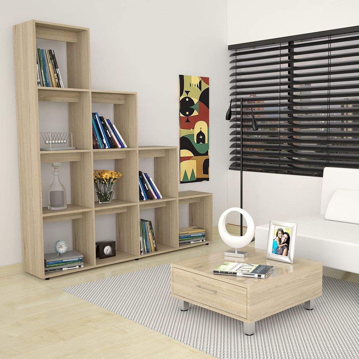 TUHOME -  Biblioteca Escalera + Mesa de Centro