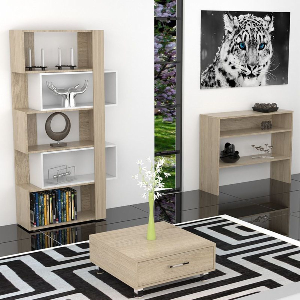 TUHOME -  Biblioteca Cubo + Arrimo + Mesa de Centro