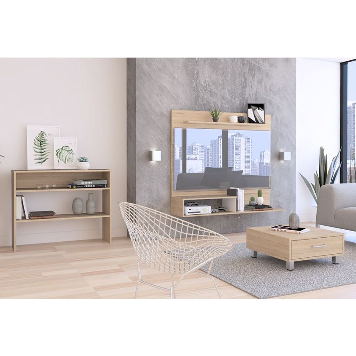 TUHOME - Panel TV 55" + Arrimo + Mesa de Centro