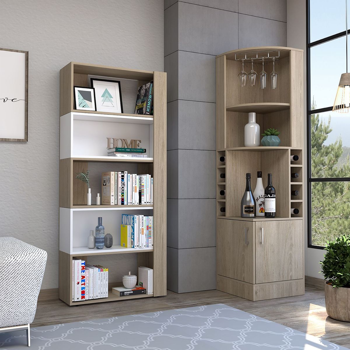 TUHOME - Bar Esquinero Kava + Biblioteca Cubo Beijing - Wengue/Blanco