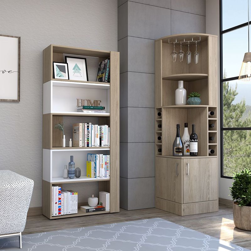 TUHOME - Bar Esquinero Kava + Biblioteca Cubo Beijing - Wengue/Blanco