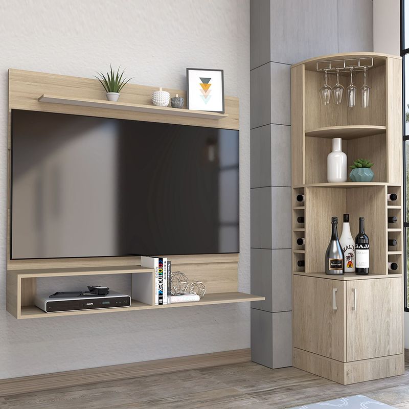 TUHOME - Bar Esquinero Kava + Panel TV55" Beijing
