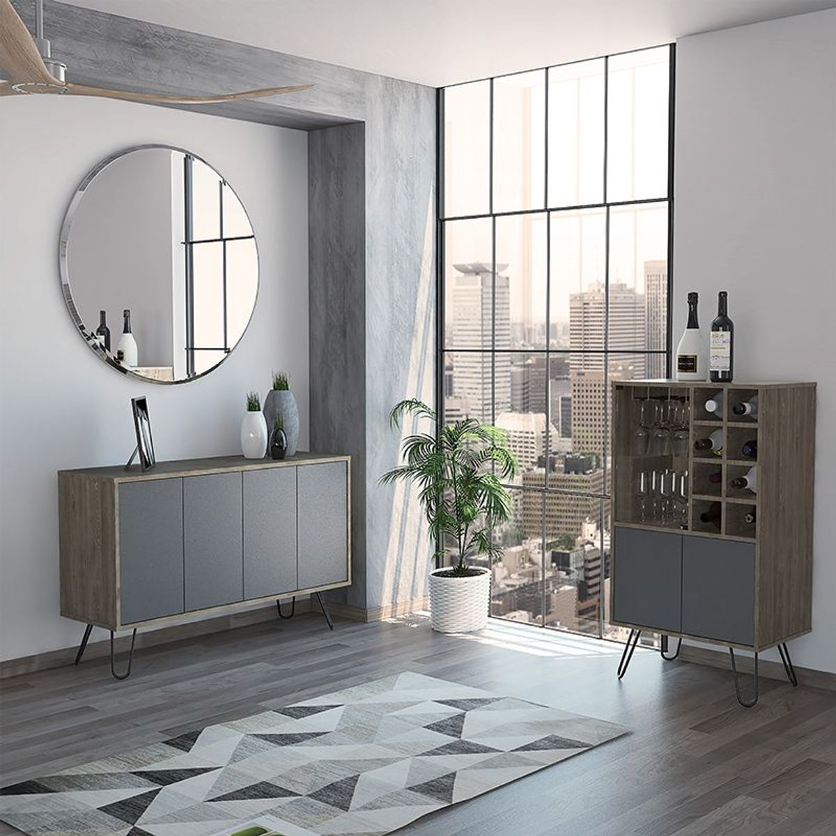 TUHOME - Bar Bajo + Aparador Vassel