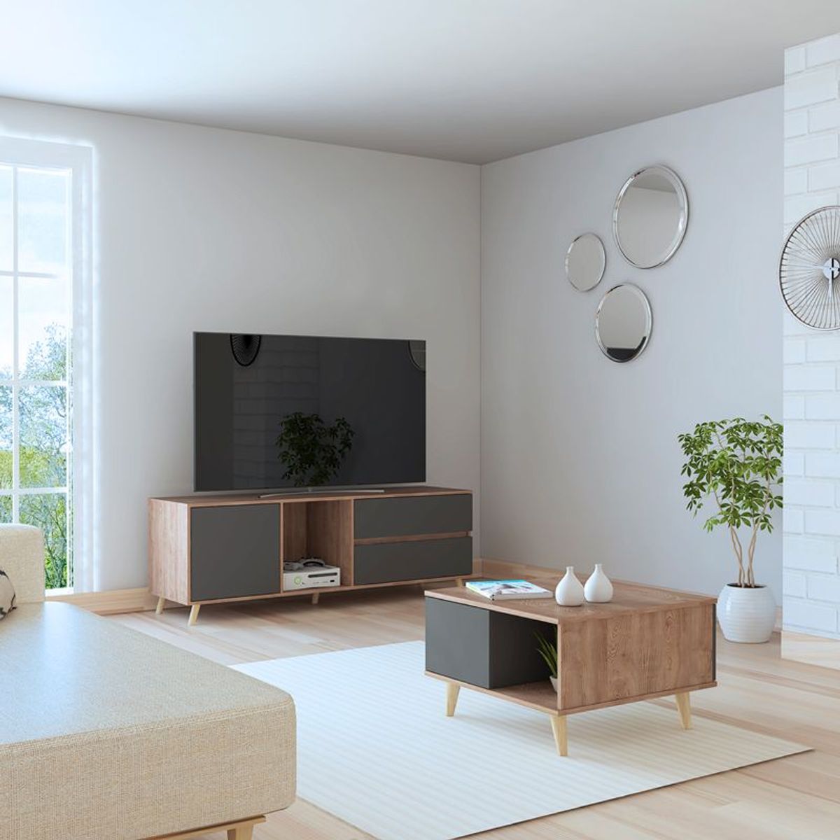 TUHOME - Mesa De Tv60" + Mesa Centro Salem