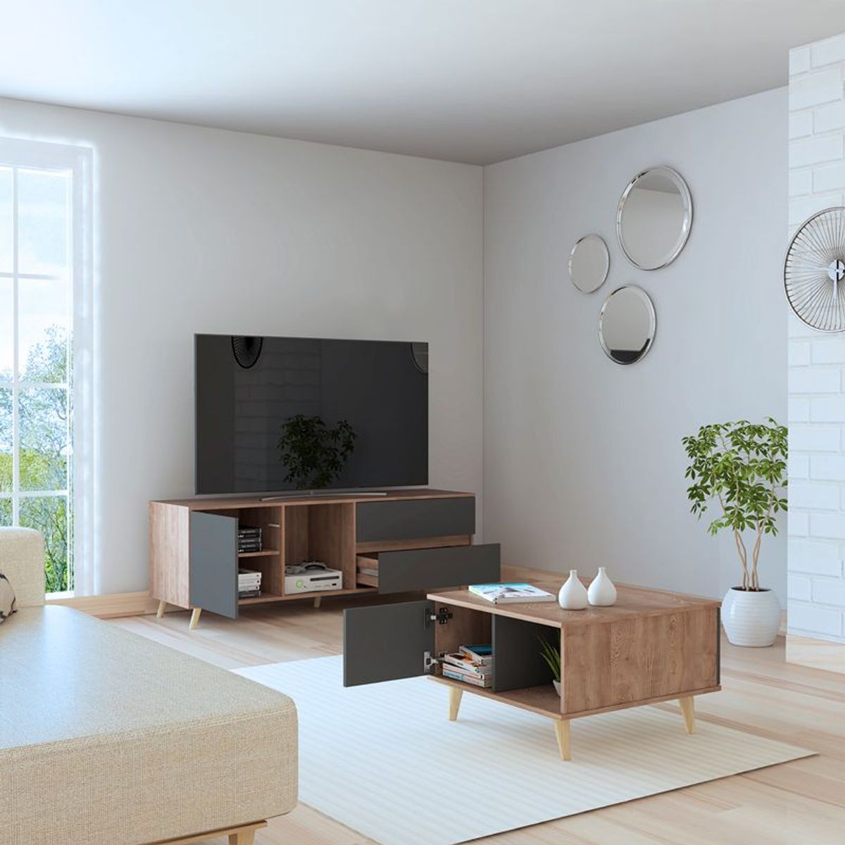 TUHOME - Mesa De Tv60" + Mesa Centro Salem