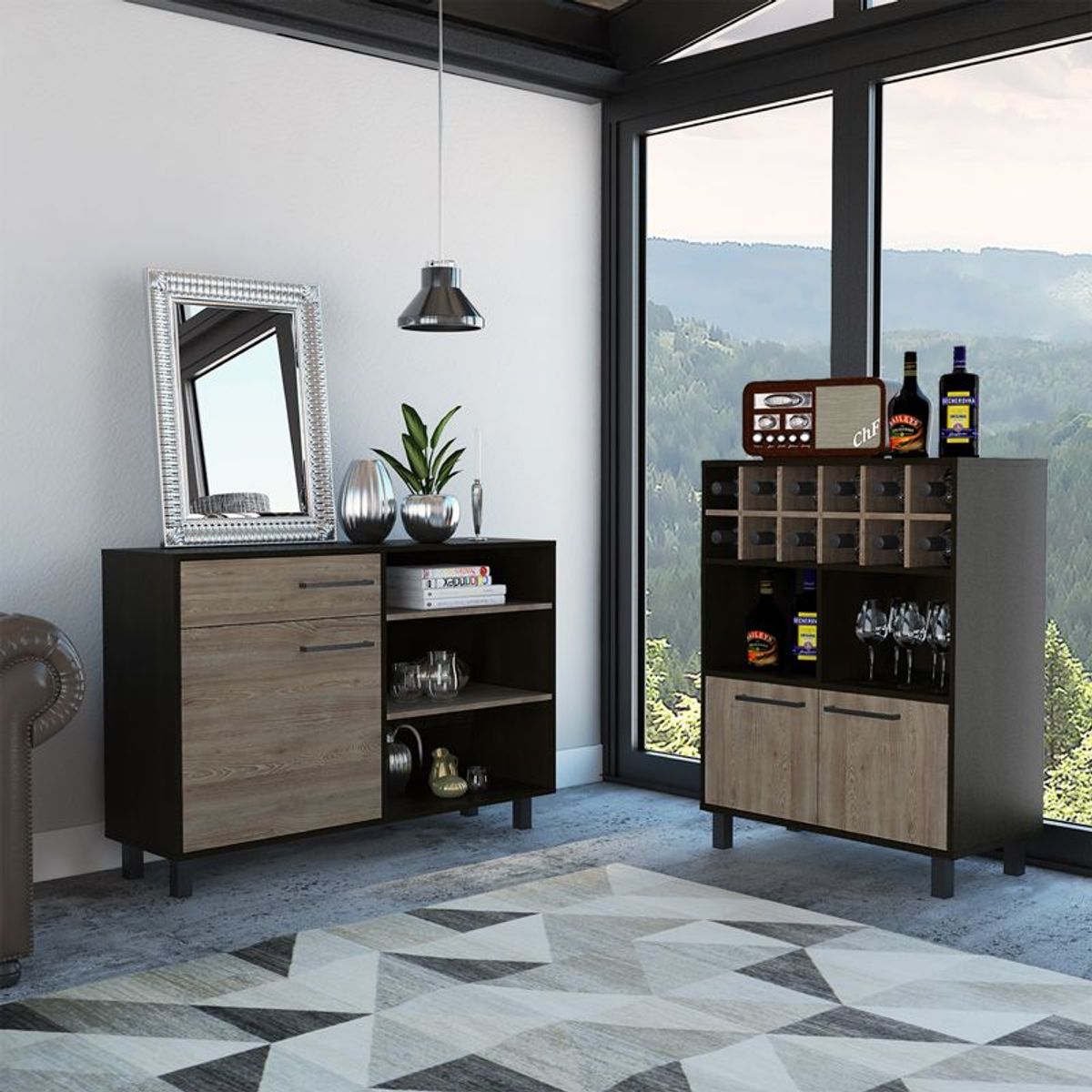 TUHOME - Bar Bajo + Aparador Kaia