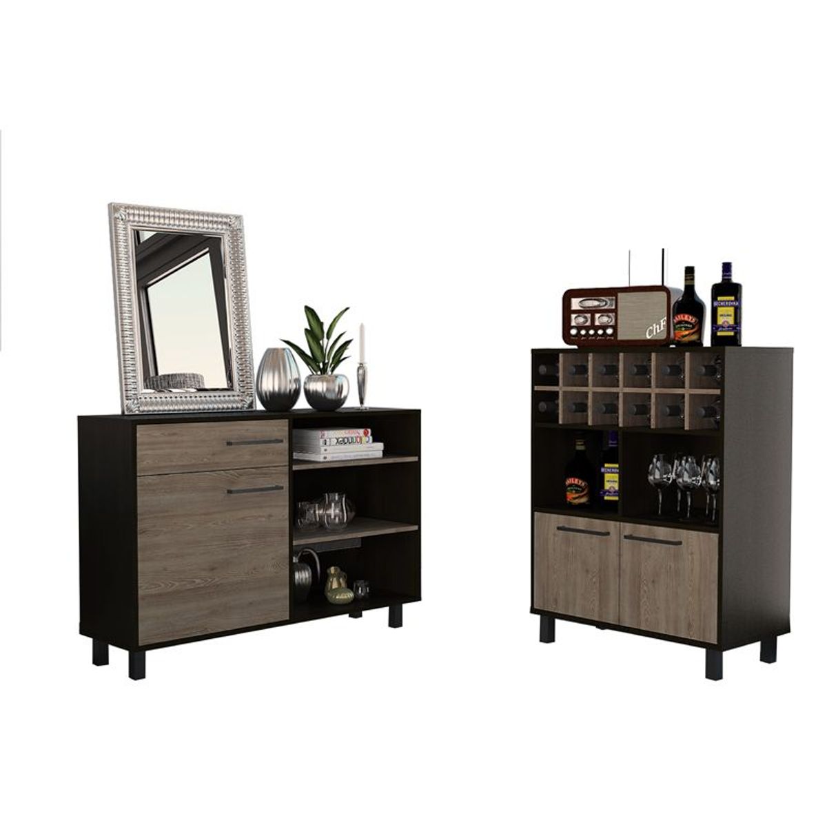 TUHOME - Bar Bajo + Aparador Kaia