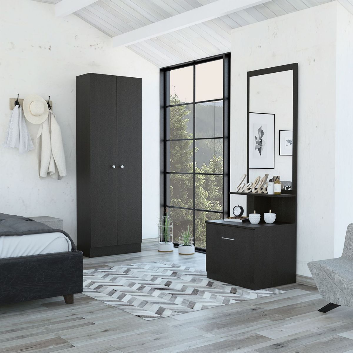 TUHOME - Combo Dreams 9 Closet + Velador Multifuncional - Wengue