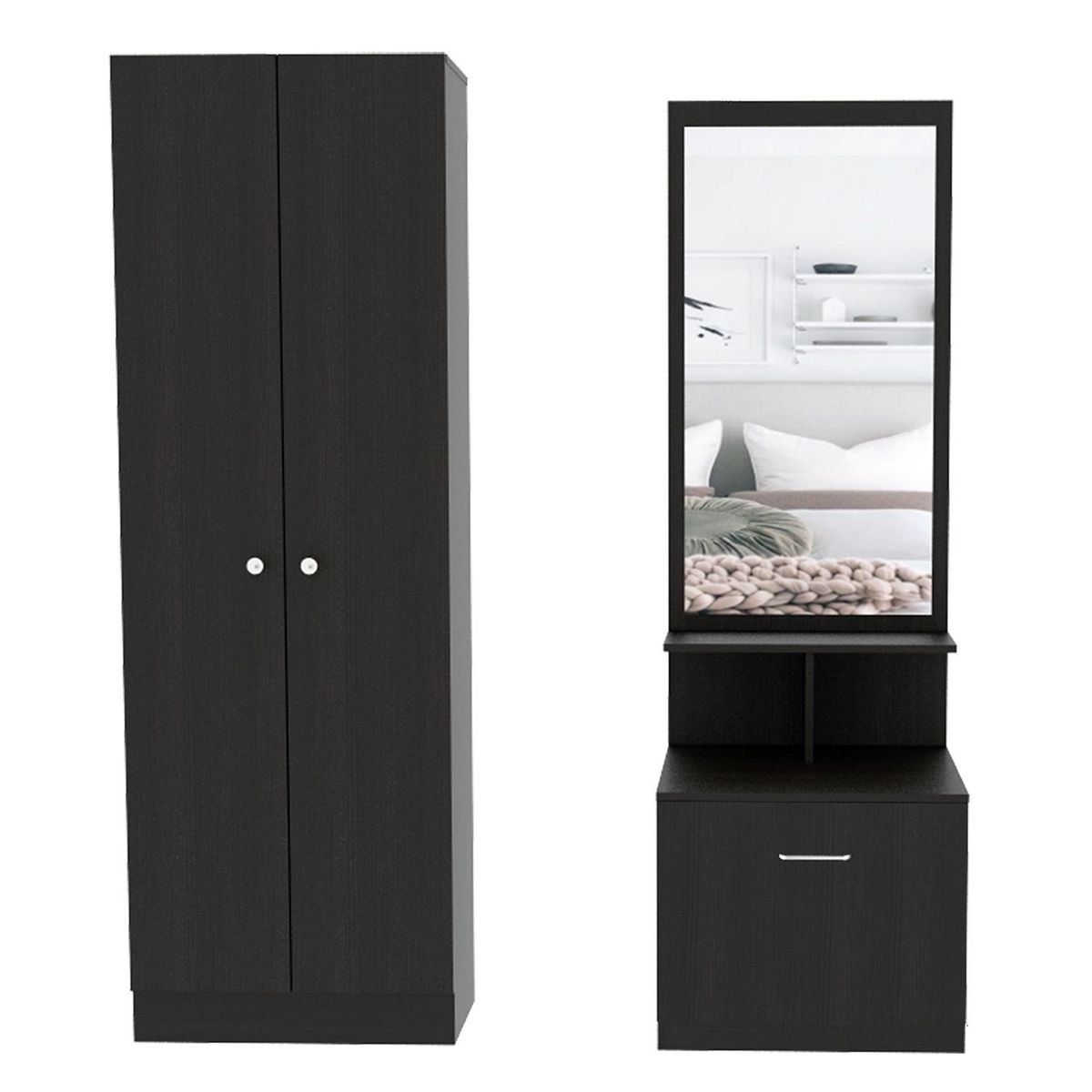 TUHOME - Combo Dreams 9 Closet + Velador Multifuncional - Wengue