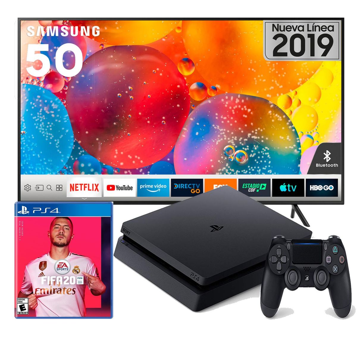 SAMSUNG - Televisor  LED Smart TV 4K Ultra HD 50" UN50RU7100G-UHD + PS4 Slim FIFA20