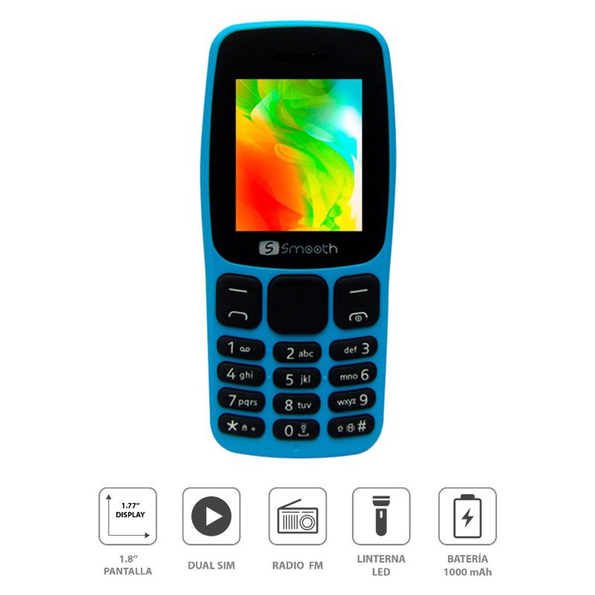 SMOOTH - Teléfono Movil Smooth UNO 3G Dual SIM Bluetooth Azul Claro