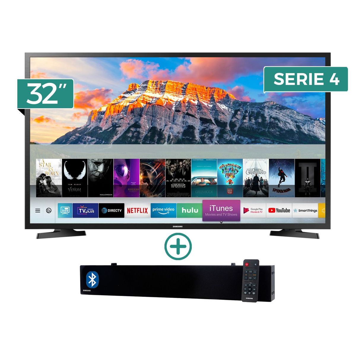 SAMSUNG - Televisor LED Smart TV HD 32" UN32J4290AGX/PE + Sound Bar HW-N300