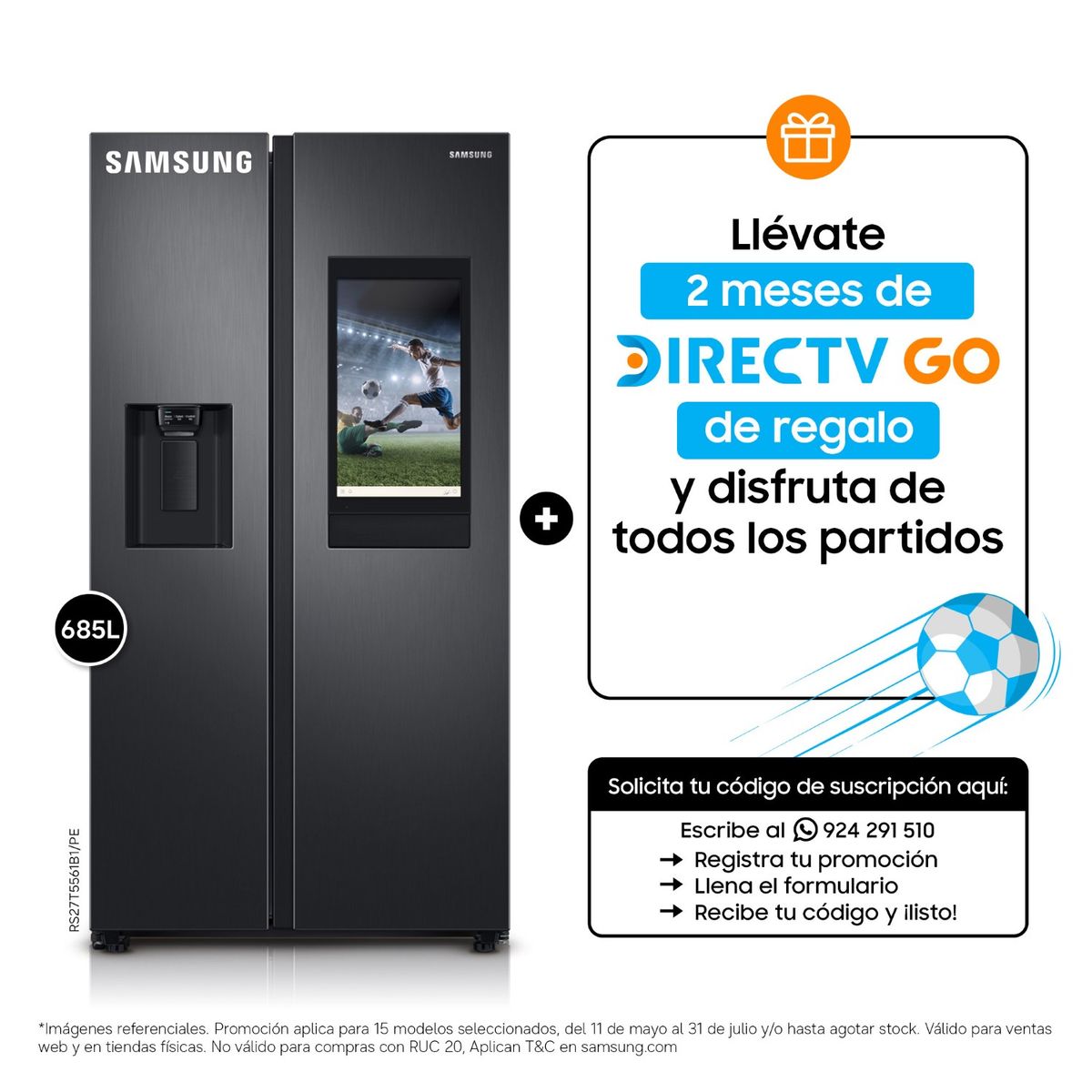 SAMSUNG - Refrigeradora Samsung Side by Side Family Hub 685Lt RS27T5561B1