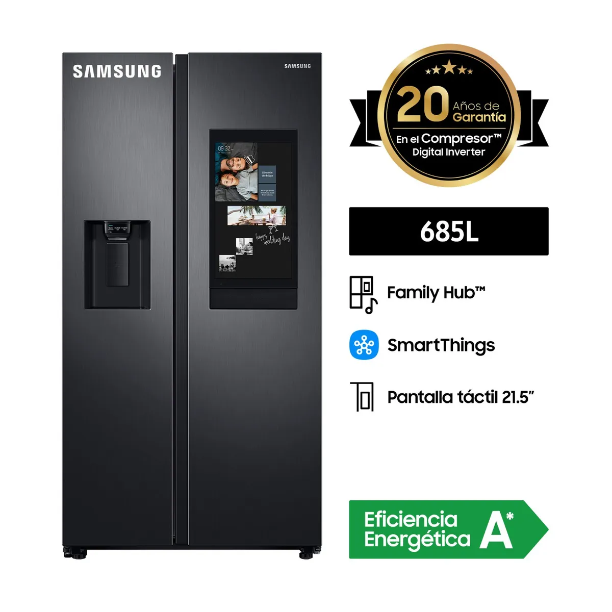 SAMSUNG - Refrigeradora Samsung Side by Side Family Hub 685Lt RS27T5561B1