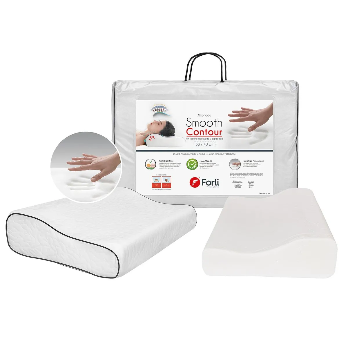 FORLI - Almohada Viscoelástica Smooth Contour Estándar 40x58cm