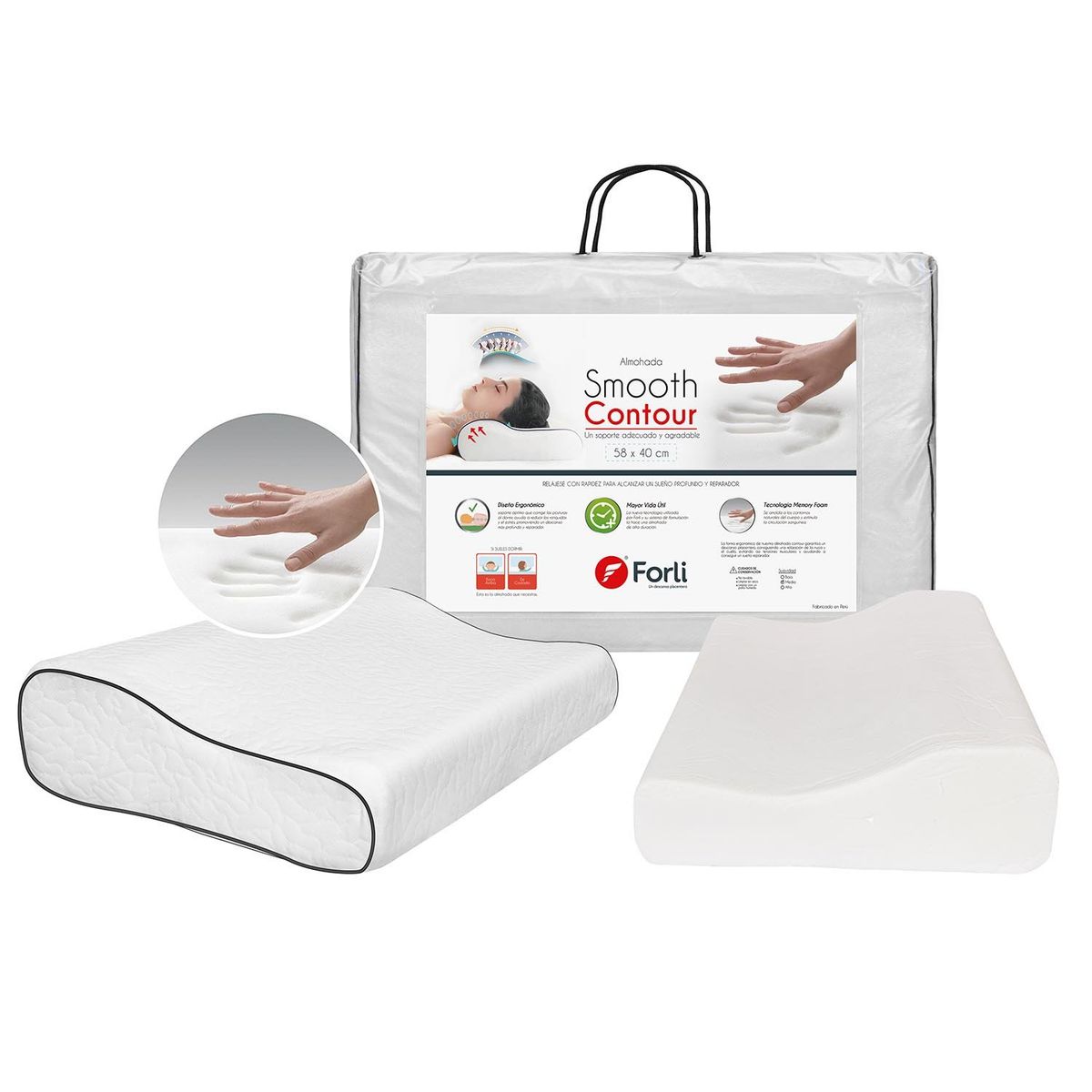 FORLI - Almohada Viscoelástica Smooth Contour Estándar 40x58cm