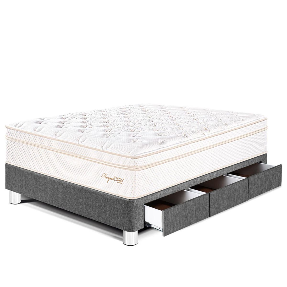 PARAISO - Cama Con Cajones Royal Cloud 1.5 Plz + 1 Almohada Viscoelástica