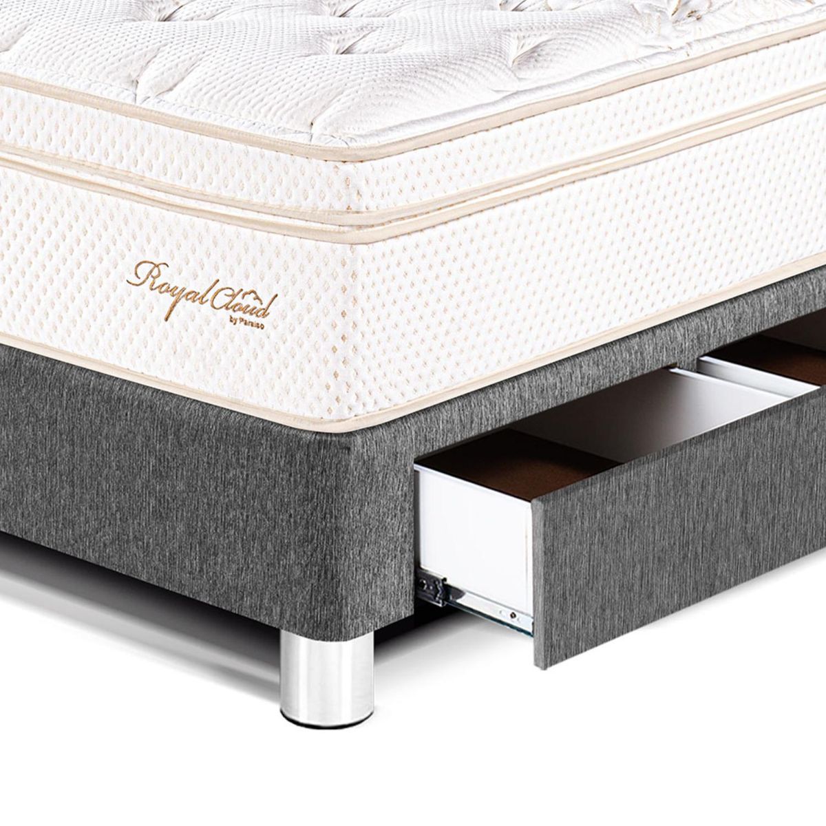 PARAISO - Cama Con Cajones Royal Cloud 1.5 Plz + 1 Almohada Viscoelástica
