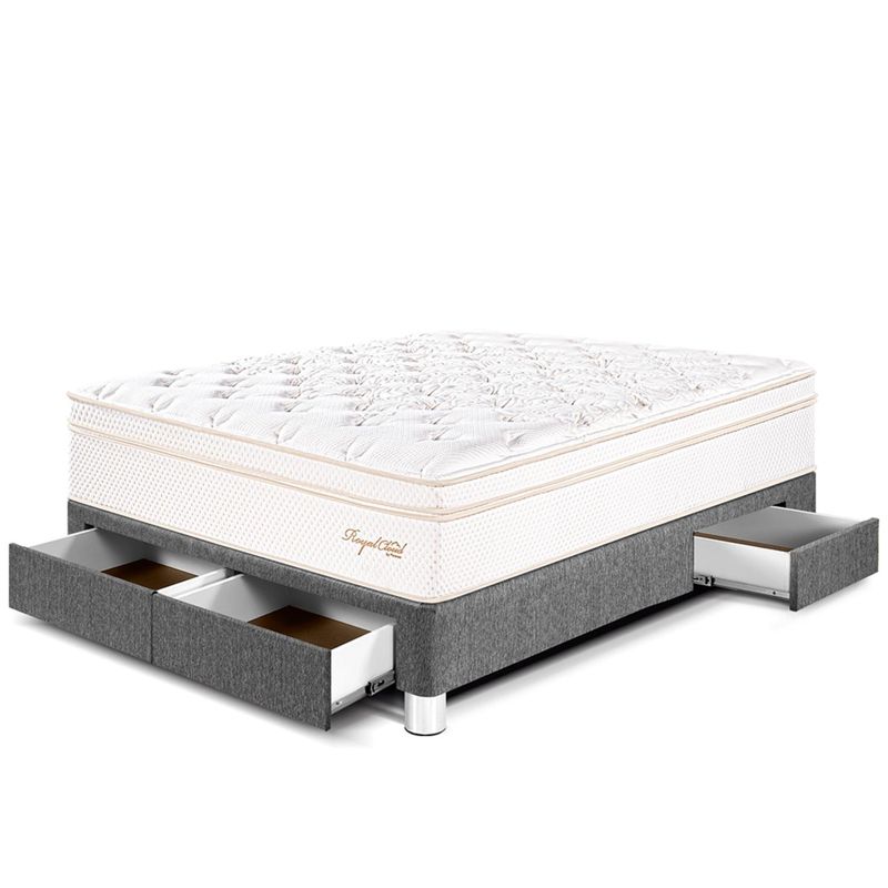 PARAISO - Cama con Cajones Royal Cloud 2 Plz + 2 Almohadas Viscoelásticas + Protector