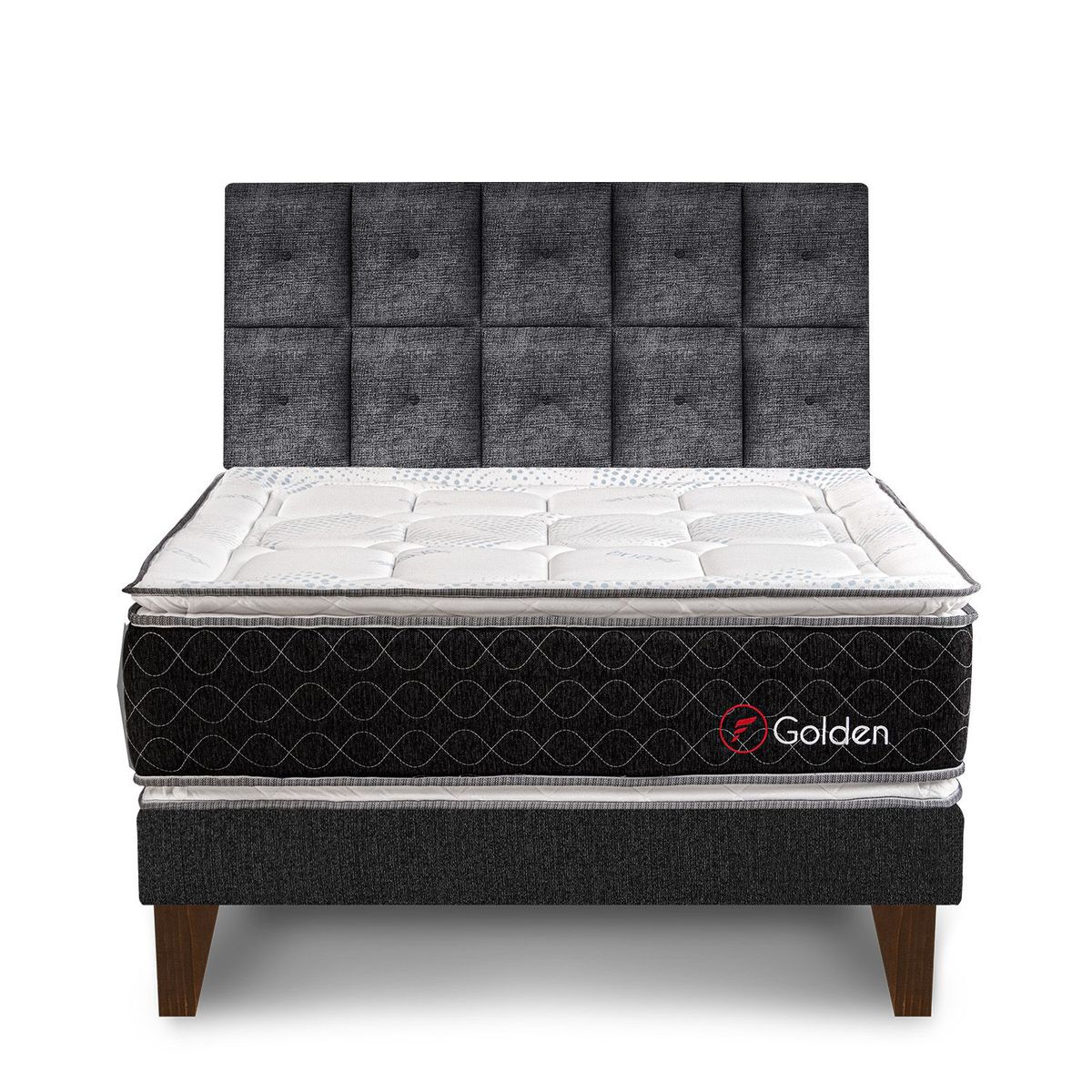 FORLI - Dormitorio Europeo Golden Queen + 2 Almohadas Viscoelásticas + Protector