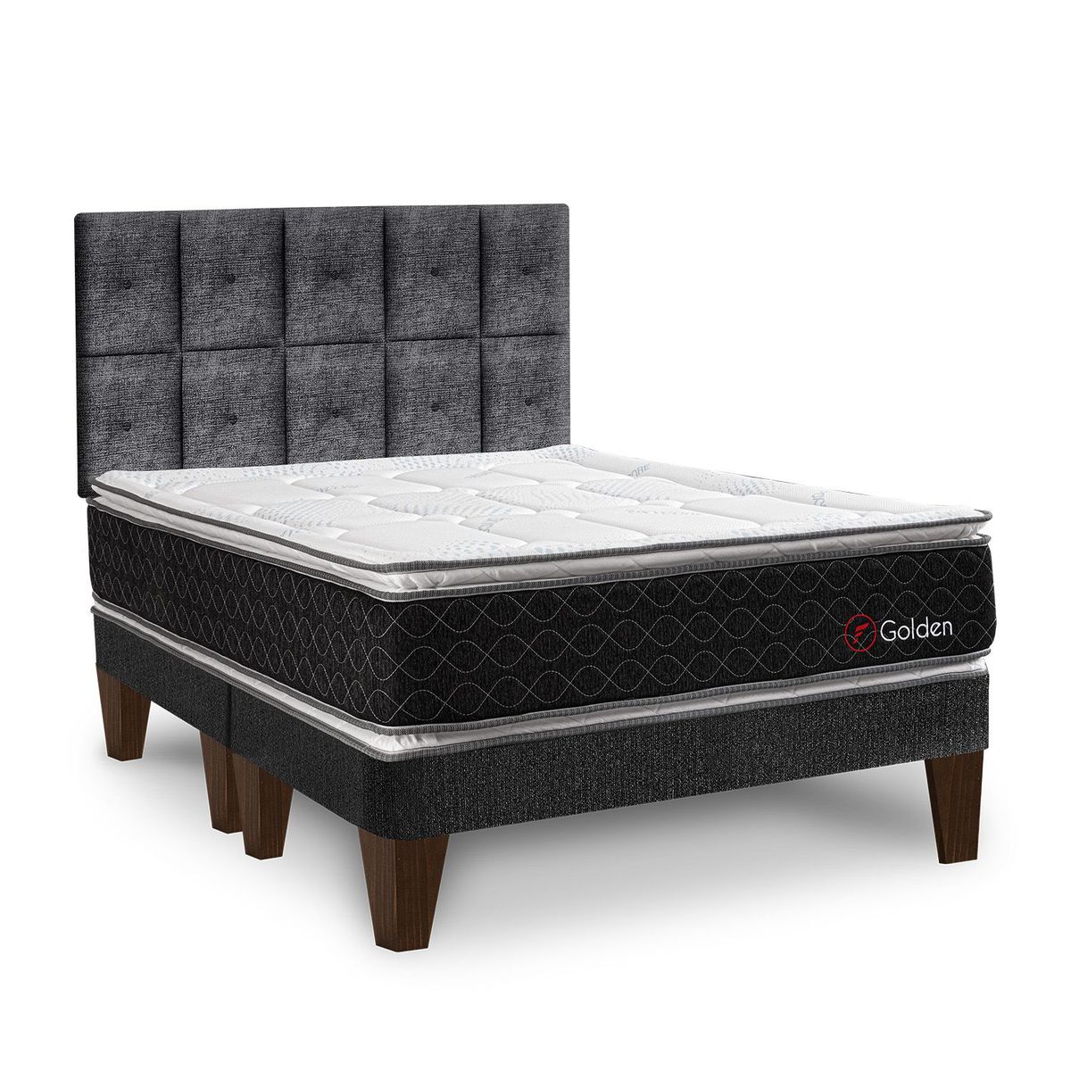 FORLI - Dormitorio Europeo Golden Queen + 2 Almohadas Viscoelásticas + Protector