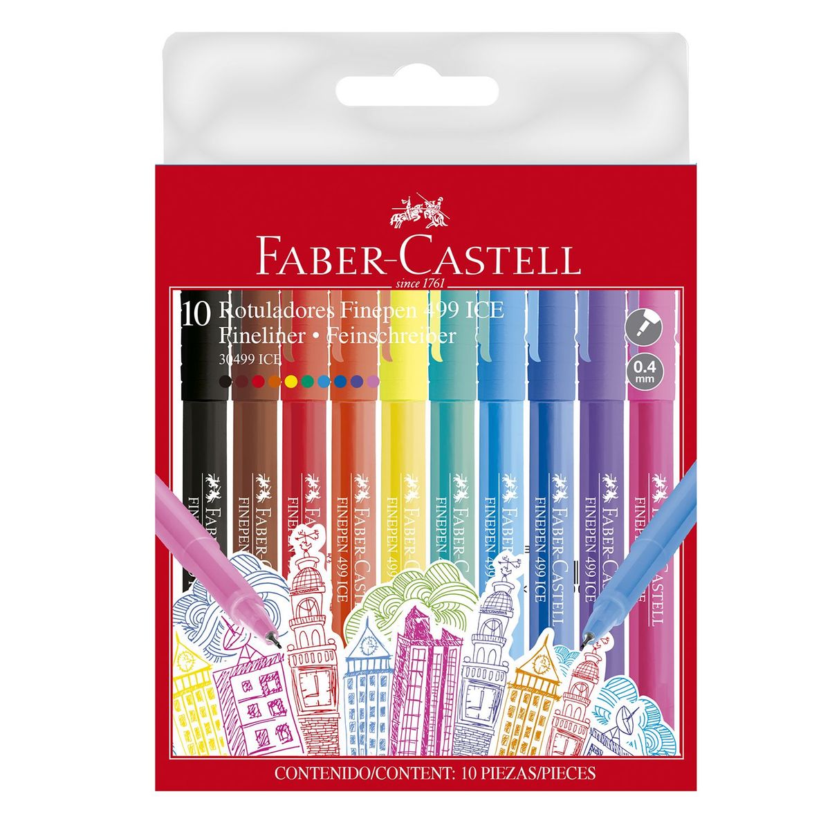 FABER-CASTELL - Marcador Finepen 499 Ice 30499 Set x 10