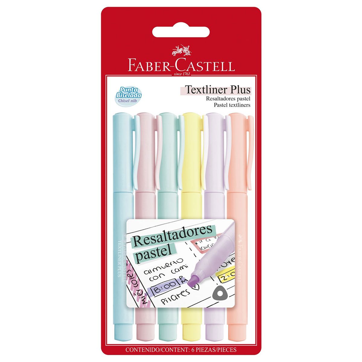FABER-CASTELL - Resaltador Textliner Plus Pastel Blíster x 6 colores