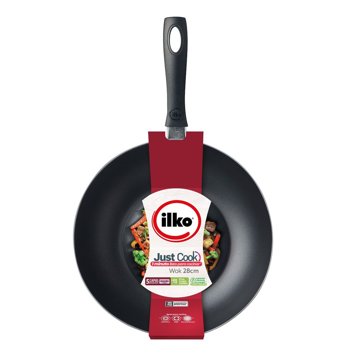 ILKO - Wok Antiadherente 28 cm Red Blue