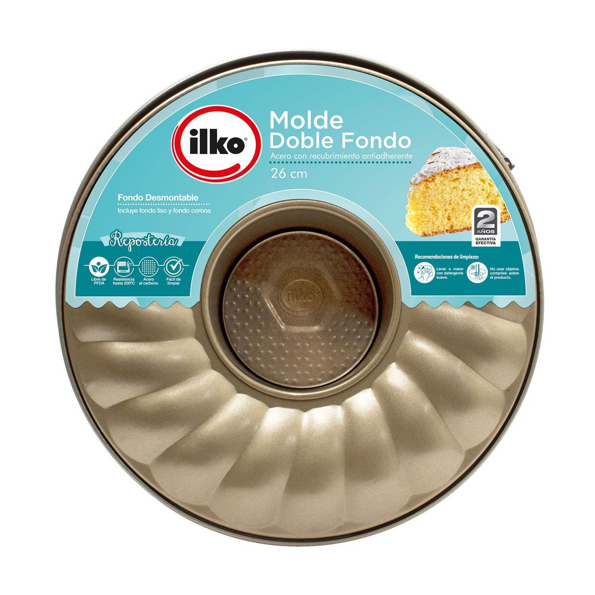 ILKO - Molde Doble Fondo 26 cm Gold