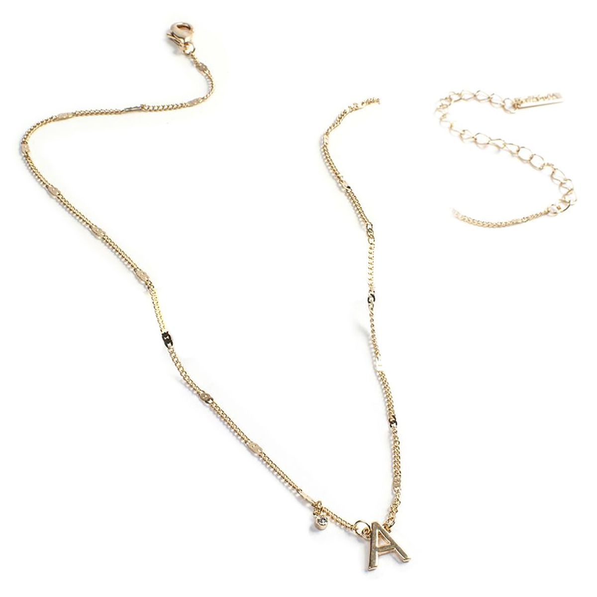 ISADORA - Cadena con dije letra y strass:  A