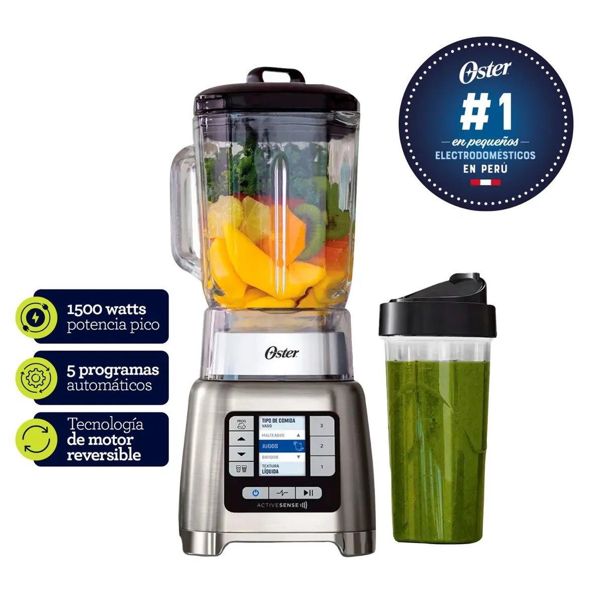 OSTER - Licuadora ActiveSense Silver 2L con Blender