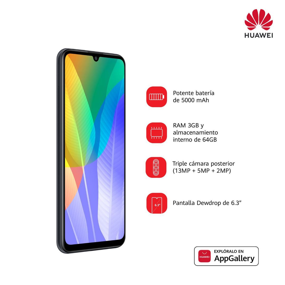 HUAWEI - Huawei Y6P BLACK 3+64GB DUAL SIM