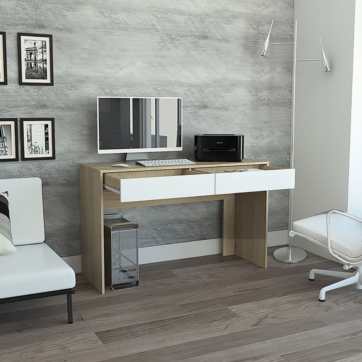 TUHOME - Escritorio Acre Rovere Blanco