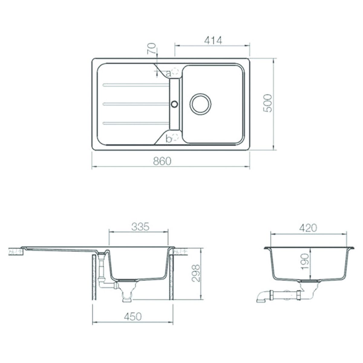 TEKA - Lavadero Sobreponer Granite Simpla 45B TG Carbón C/REB