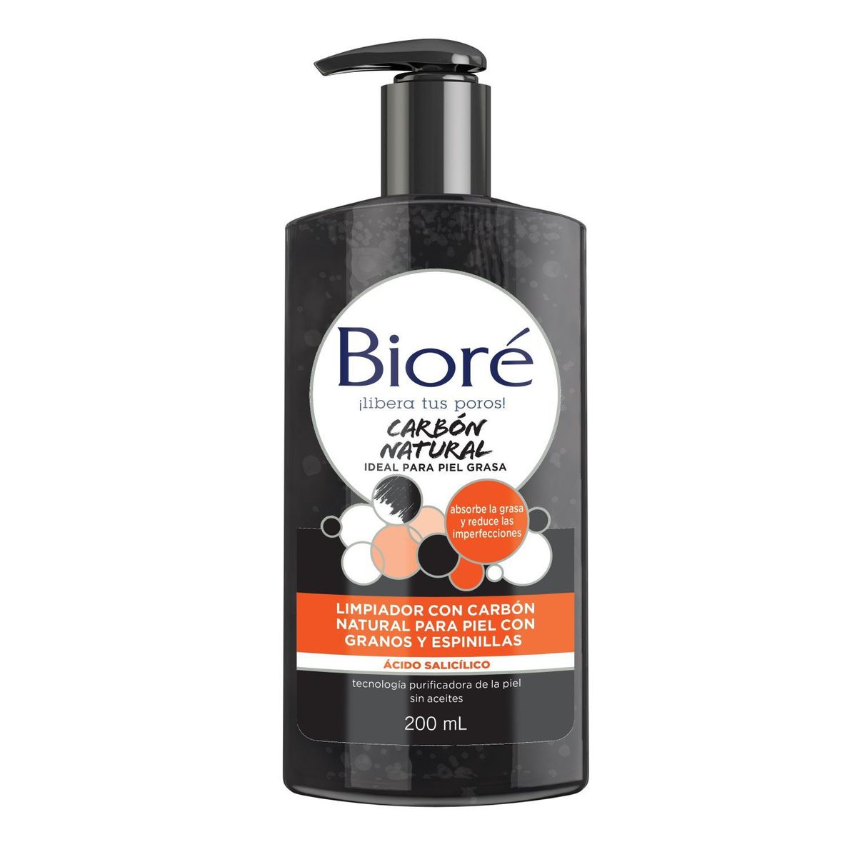 BIORE - Limpiador Con Carbón Natural Para Piel Con Granos y Espinillas 200ml 