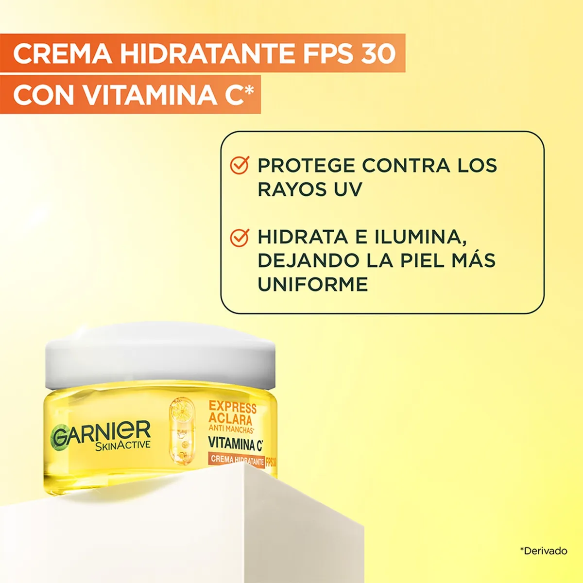 GARNIER - Crema Hidratante Express Aclara FPS30 50 ml