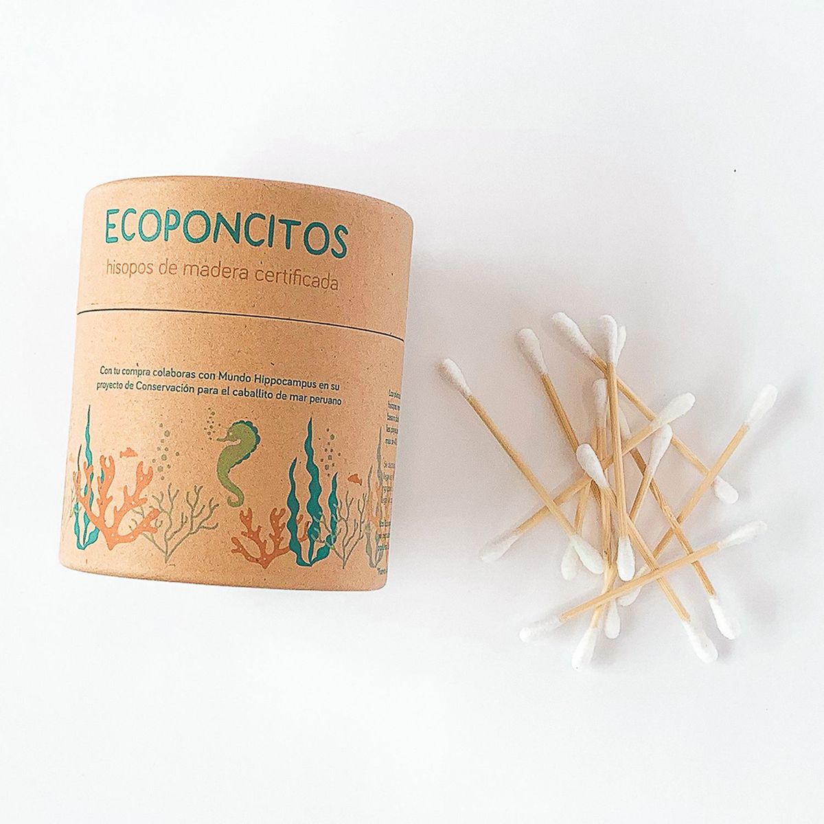ECOPONCITOS - Hisopos de Madera Certificada y 100% Algodón x260 Unidades