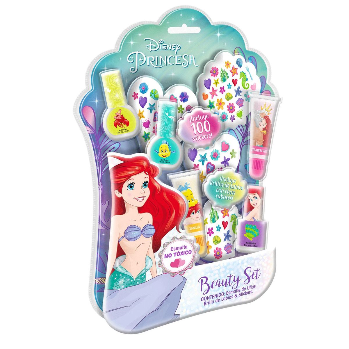 GELATTI - Set de Maquillaje Grande Princesas Ariel Esmalte+Gloss