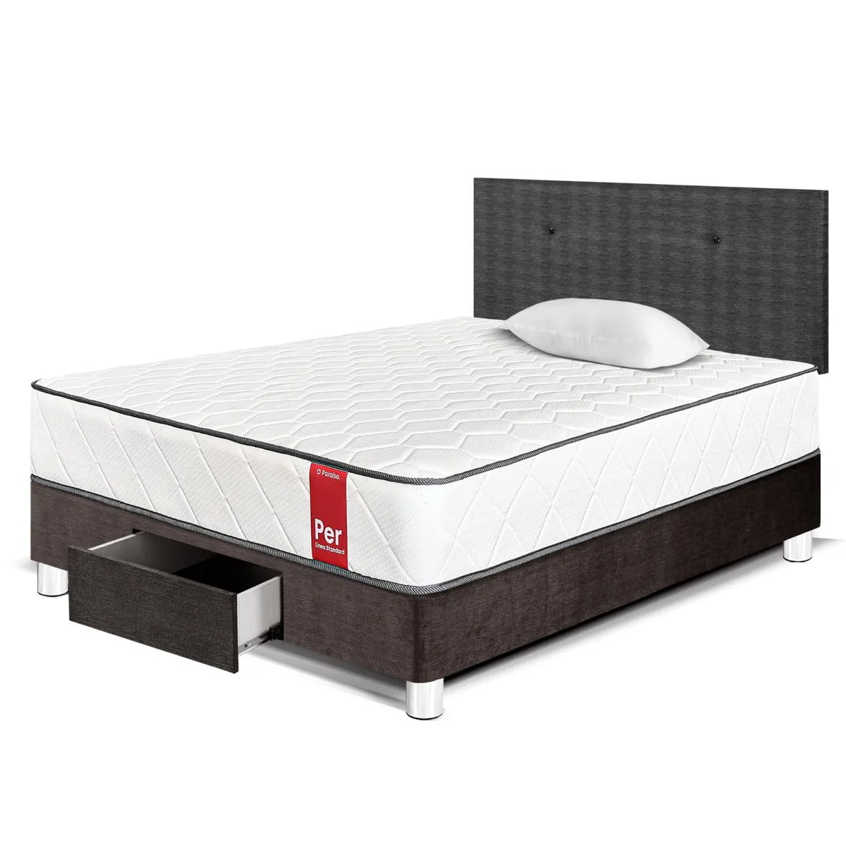 PARAISO - Dormitorio Con Cajones Per 1.5 Plz + 1 Almohada + Protector