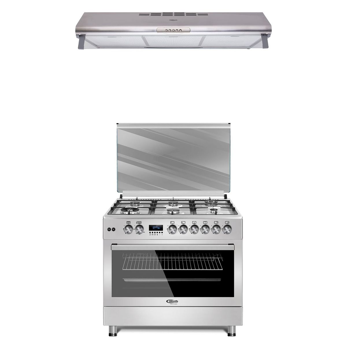 KLIMATIC - Cocina 6 hornillas F9S60GF-SS + Campana extractora 90 cm N590SS inox