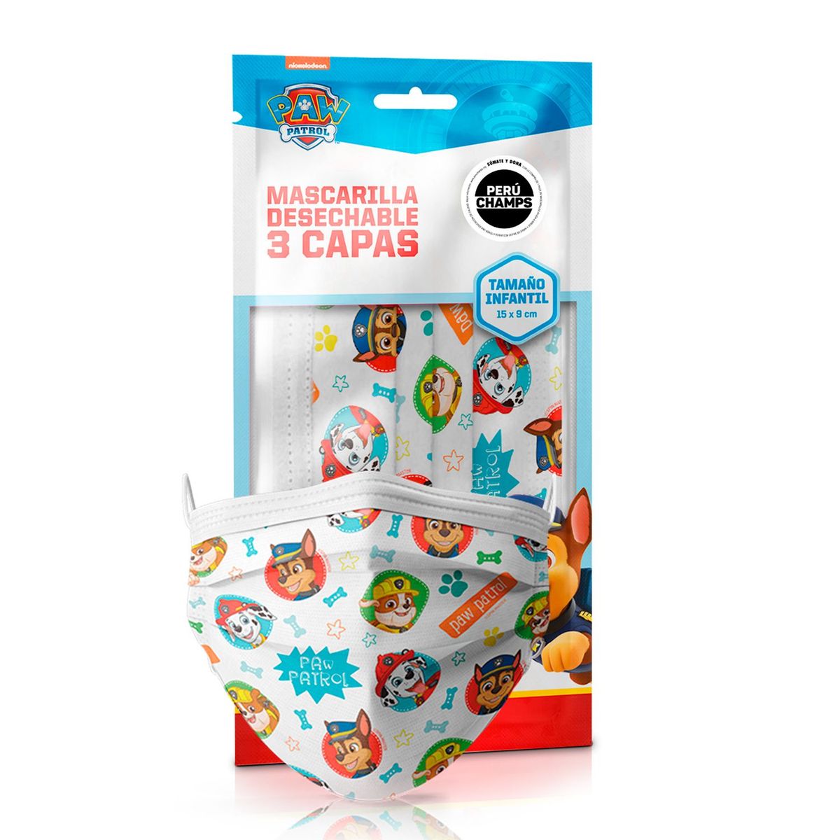 PAW PATROL - Mascarilla Descartable Paw Patrol Marshall Pack X3