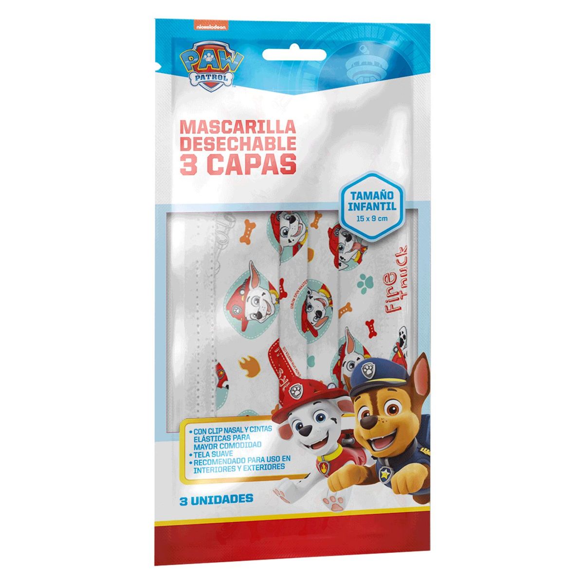 PAW PATROL - Mascarilla Descartable Paw Patrol Marshall Pack X3