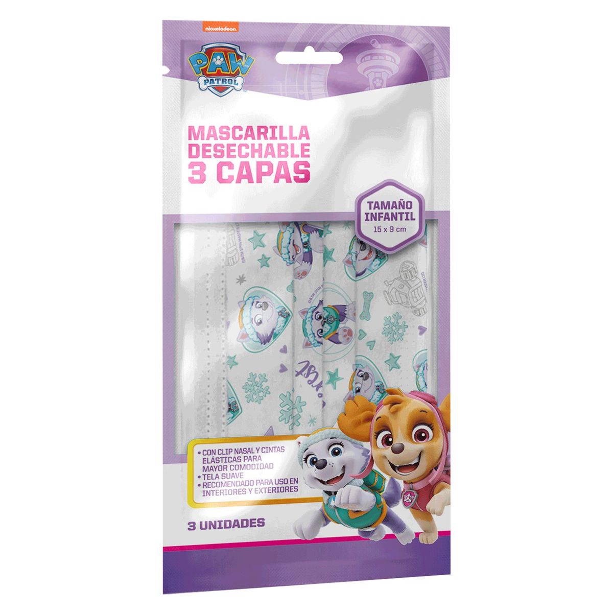 PAW PATROL - Mascarilla Descartable  Paw Patrol Skye-Everest Pack X3