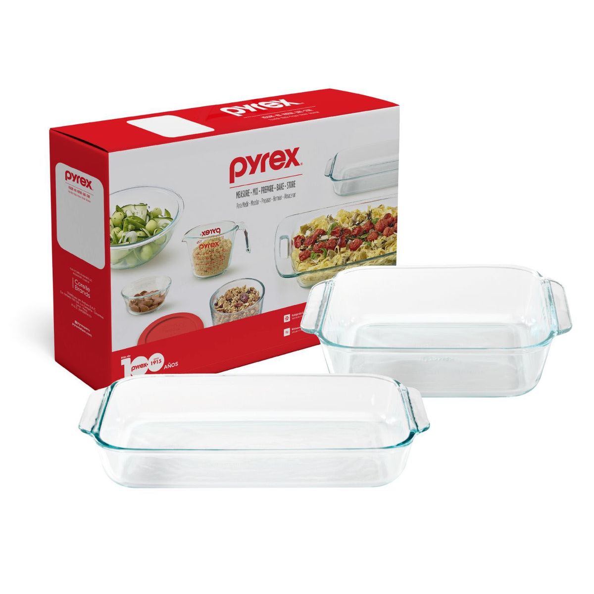 PYREX - Set de Fuente Recta de 3 Lt + Fuente Cuadrada de 2lt