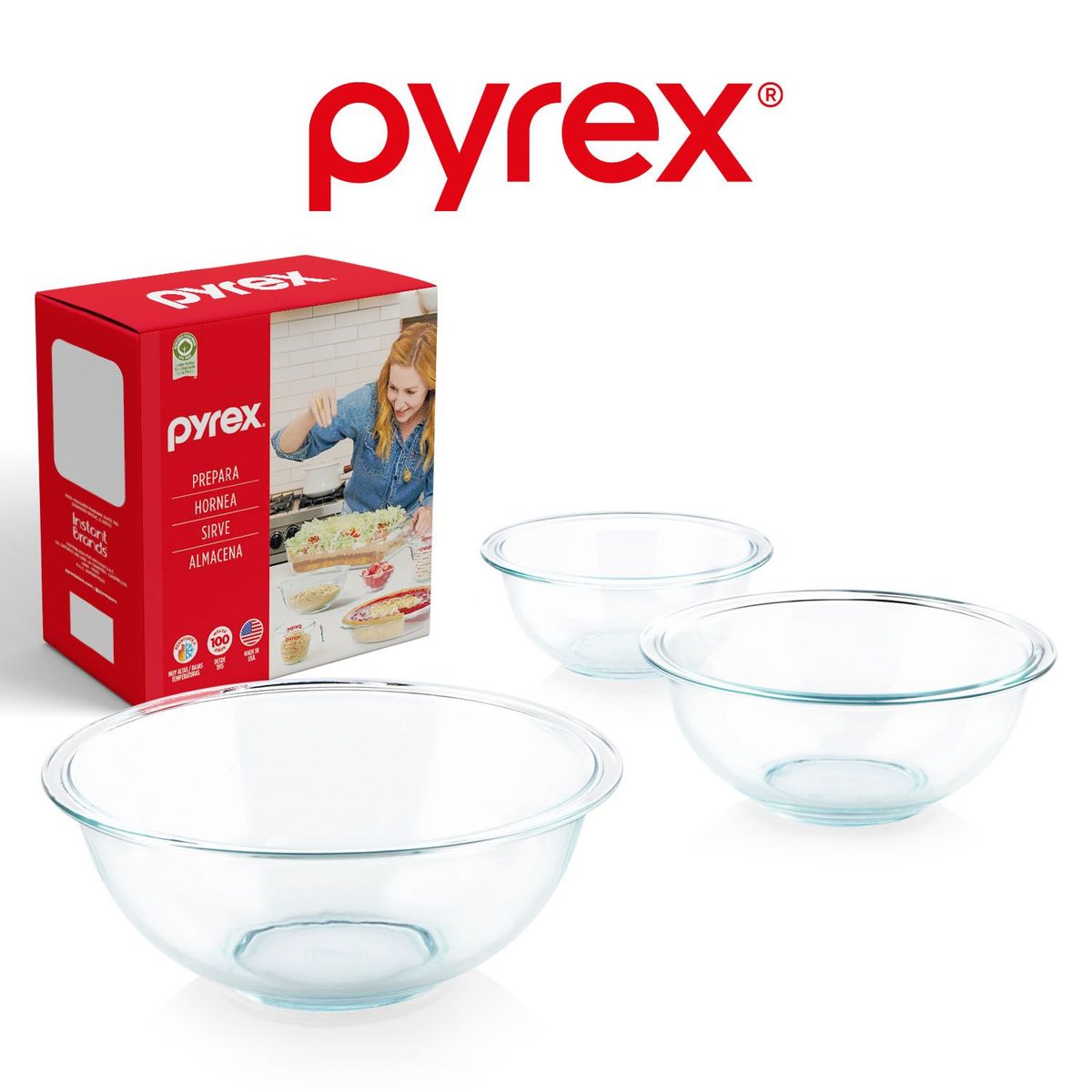 PYREX - Set x3 Pyrex Transparentes 1.5 lt, 2.5 lt, 4 lt