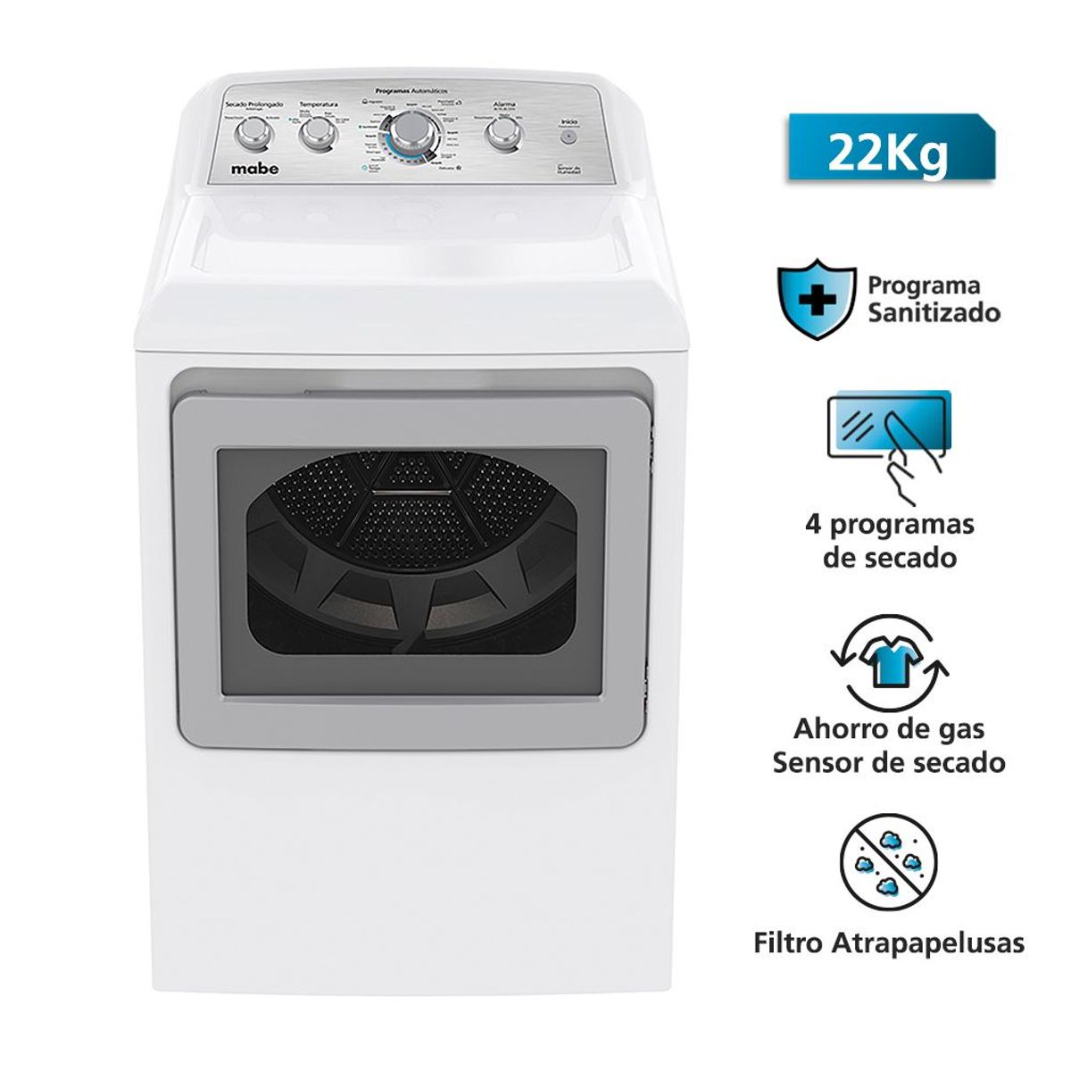 MABE - Secadora Mabe SMG47N8MSBBB0 22KG Gas- Blanca